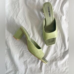 Croc-Embossed Heeled Sandals